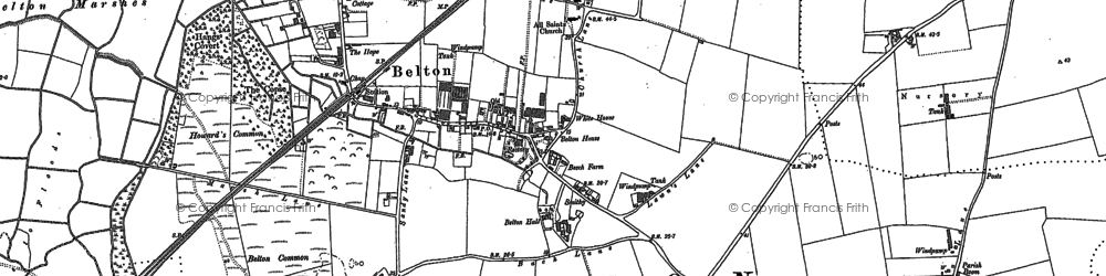 Old map of Belton Common in 1904
