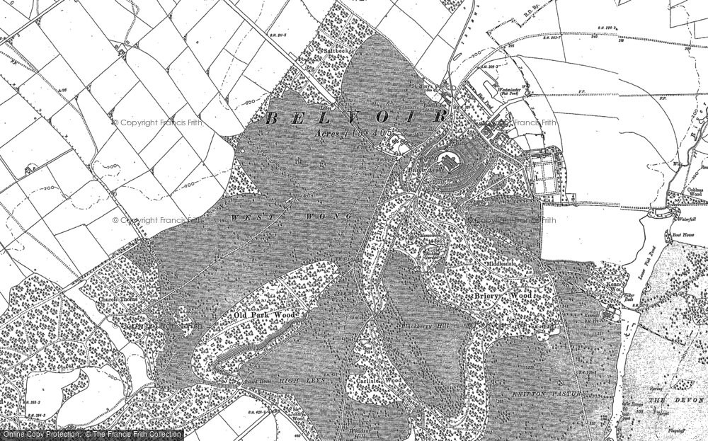Old Map of Belvoir Castle, 1886 - 1902 in 1886