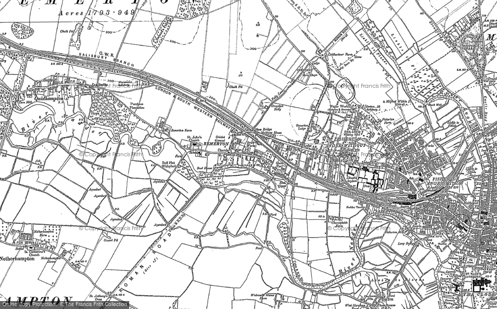 Old Map of Historic Map covering Bemerton Heath in 1900