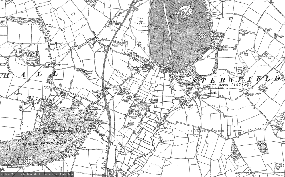 Old Map of Benhall Green, 1882 - 1883 in 1882