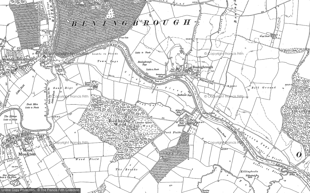 Old Map of Historic Map covering Beningbrough Grange in 1892