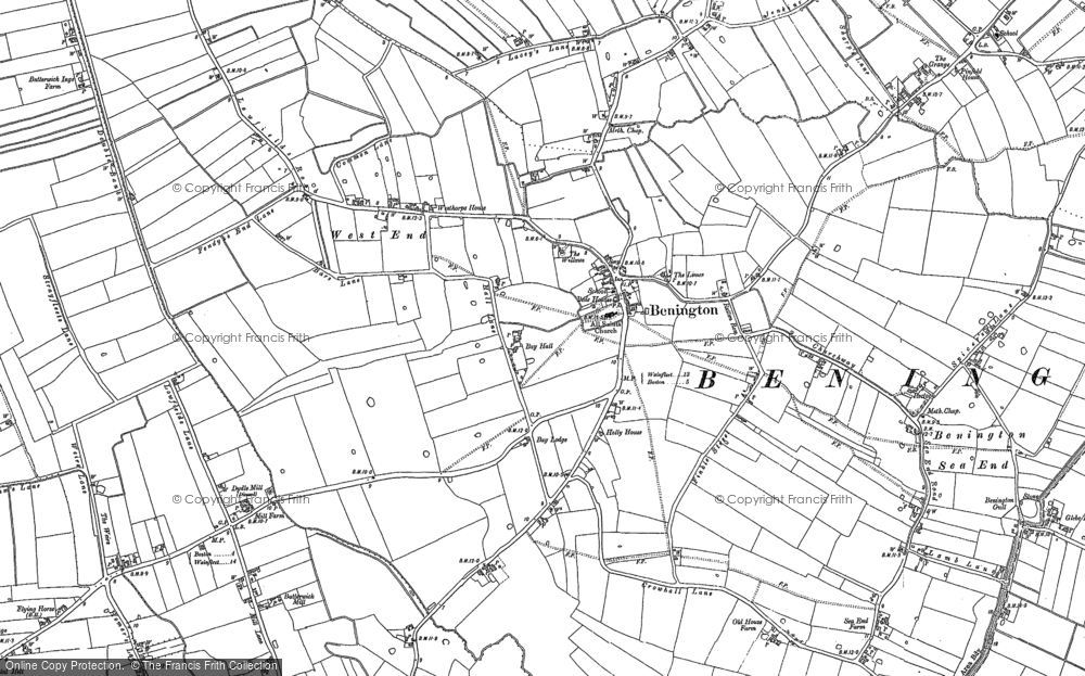Old Map of Historic Map covering Benington Sea End in 1887