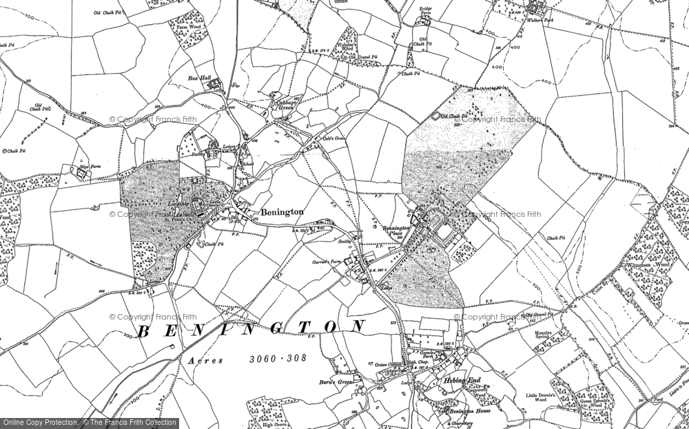 Old Map of Historic Map covering Benington Park in 1896