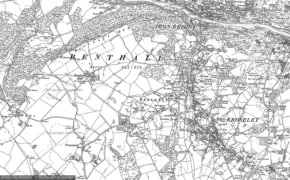 Old Map of Benthall, 1882 in 1882