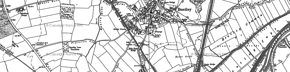 Old map of Bentley in 1890