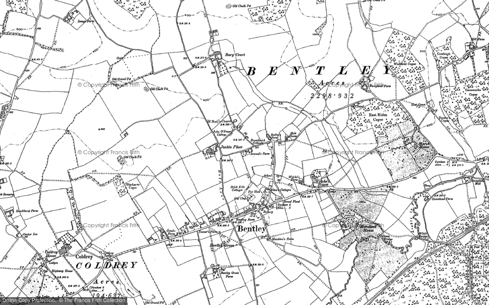 Old Map of Historic Map covering Bentley Sta in 1909