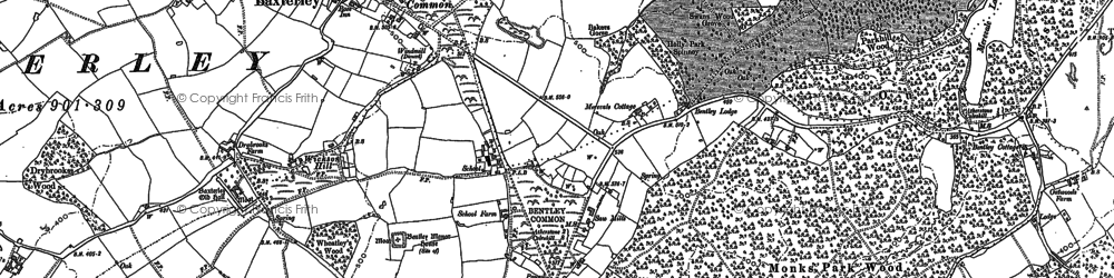 Old map of Bentley Common in 1901