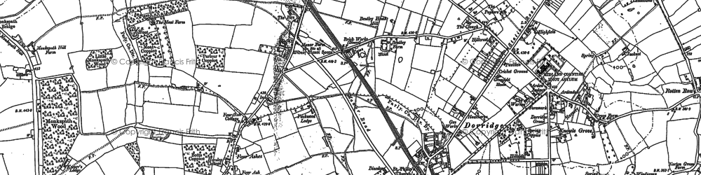 Old map of Bentley Heath in 1886