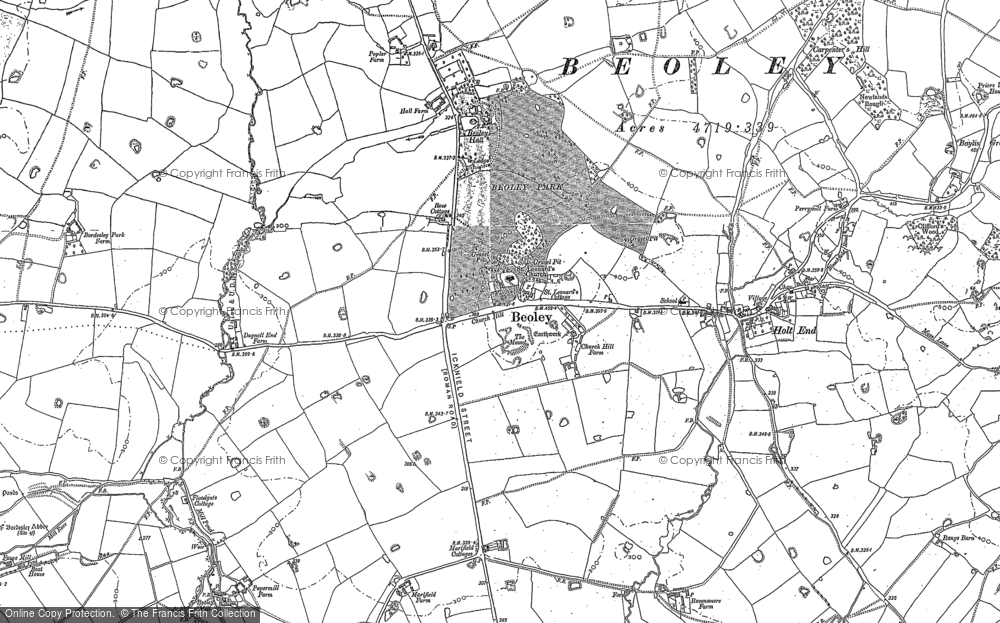 Old Map of Beoley, 1883 - 1903 in 1883
