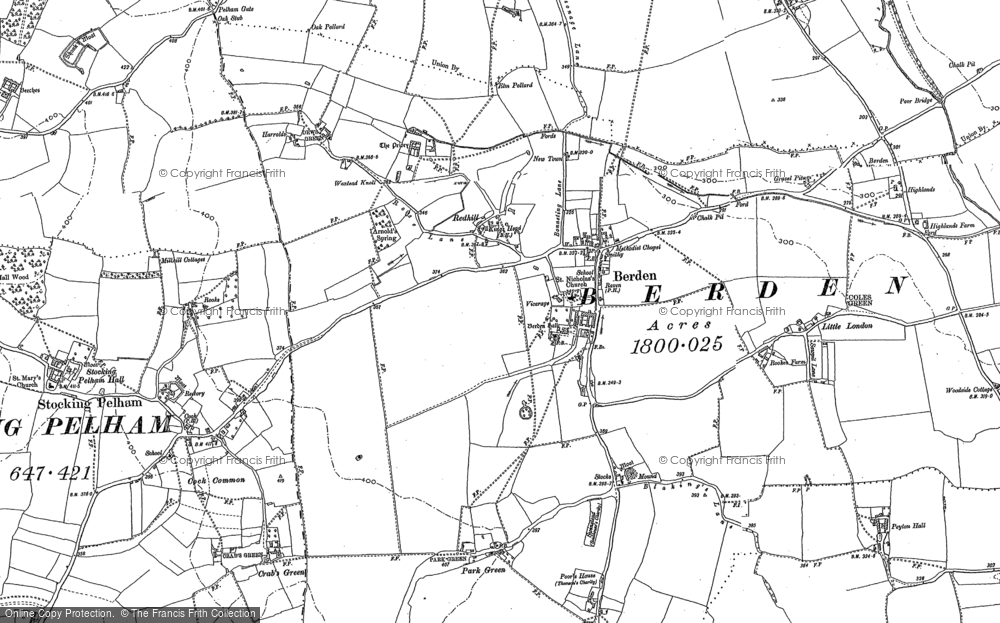 Old Map of Historic Map covering Battle's Wood in 1896