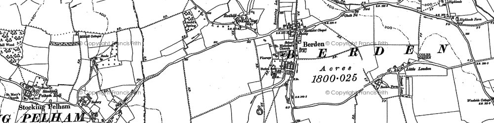 Old map of Berden Hall in 1896