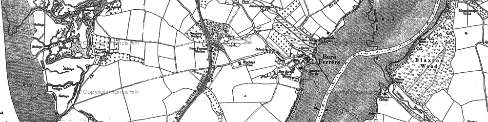 Old map of Bere Ferrers in 1905