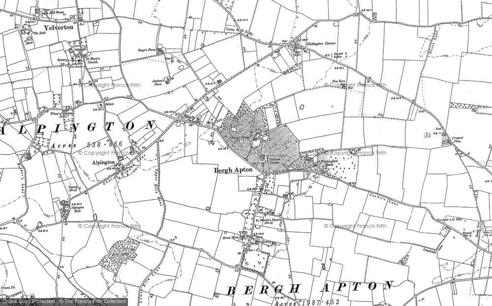 Old Map of Bergh Apton, 1881 - 1884 in 1881
