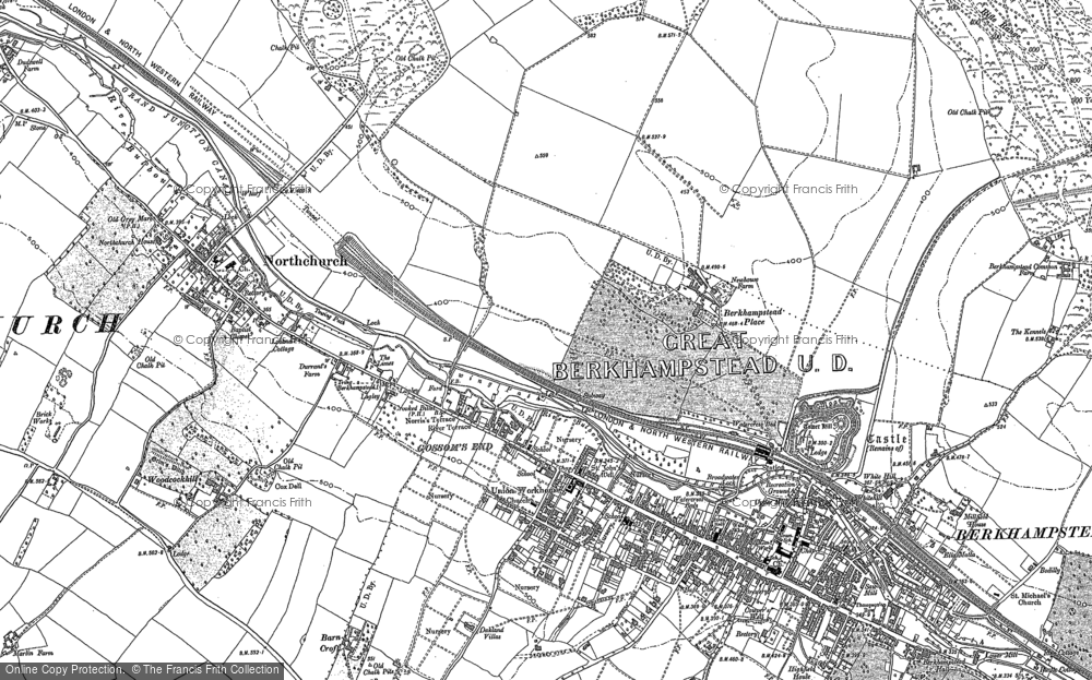 Old Map of Historic Map covering Shootersway in 1898