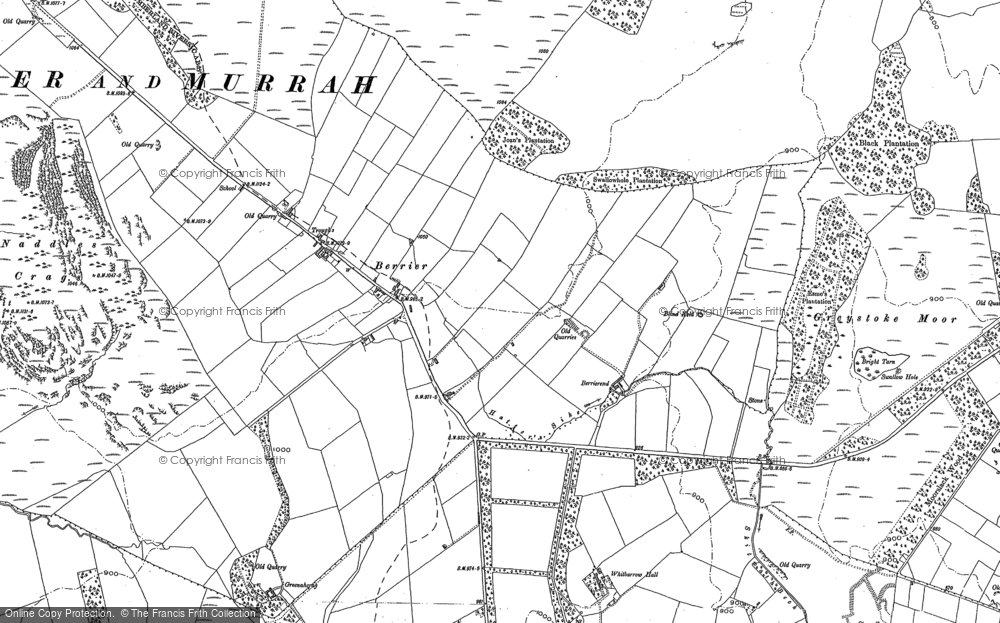 Old Map of Historic Map covering Berrier Hill in 1899