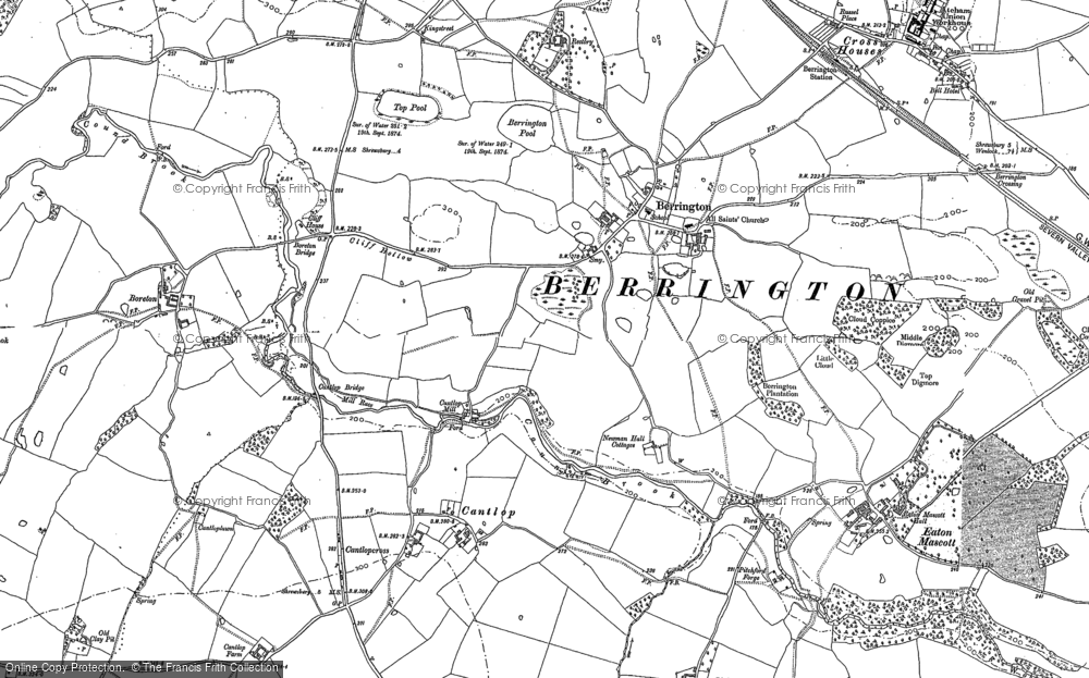Old Map of Historic Map covering Berrington Pool in 1881