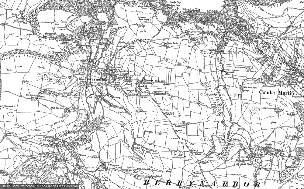 Old Map of Berrynarbor, 1886 - 1903 in 1886