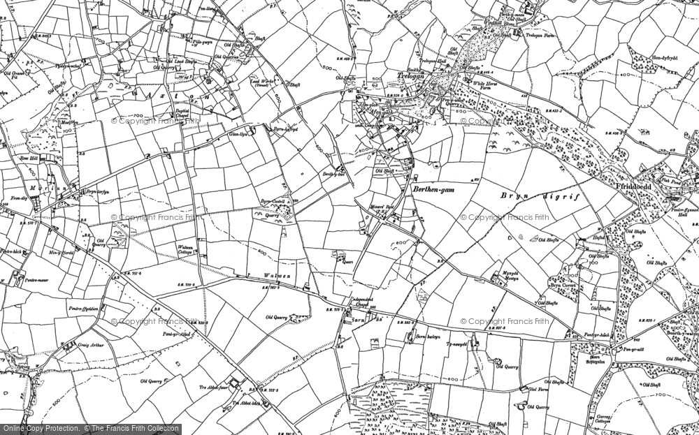 Old Map of Historic Map covering Walwen in 1898