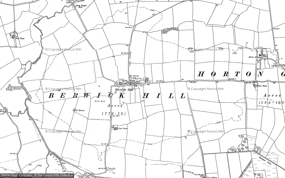 Old Map of Historic Map covering Berwick Hill Low Ho in 1895