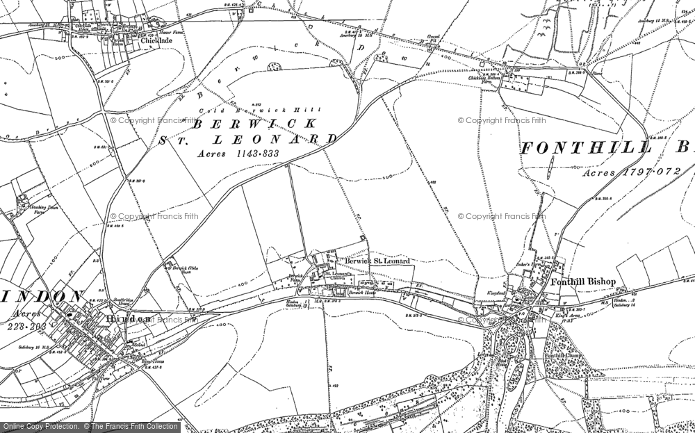 Old Map of Berwick St Leonard, 1900 in 1900