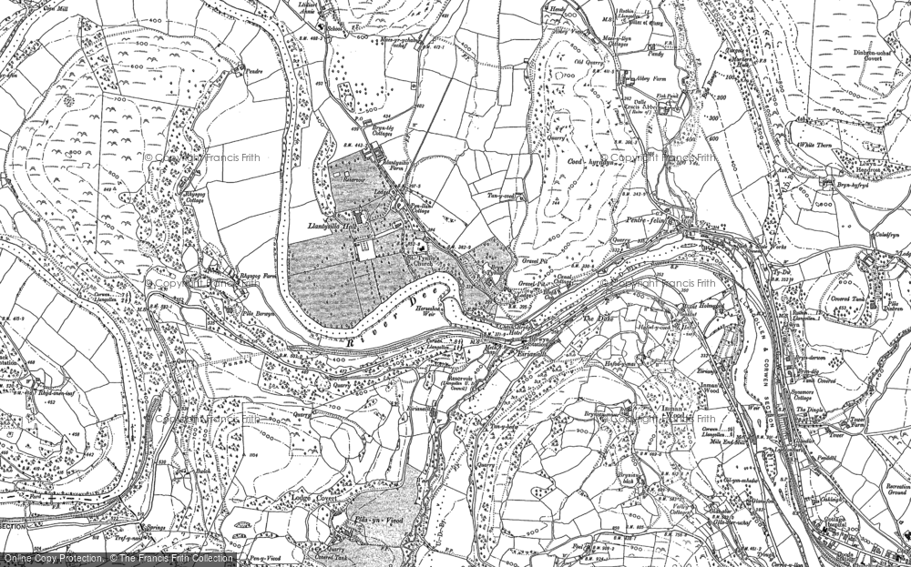 Old Map of Historic Map covering Llantysilio in 1898