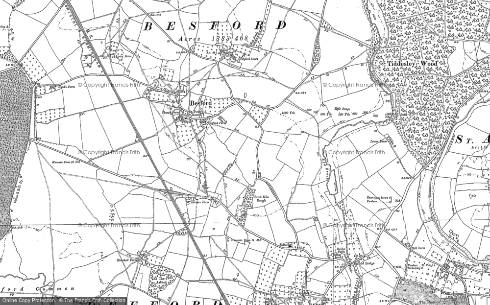Old Map of Historic Map covering Besford Court in 1884