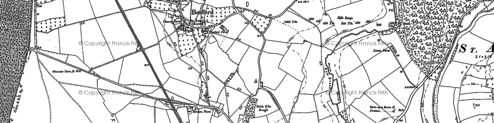 Old map of Besford in 1884