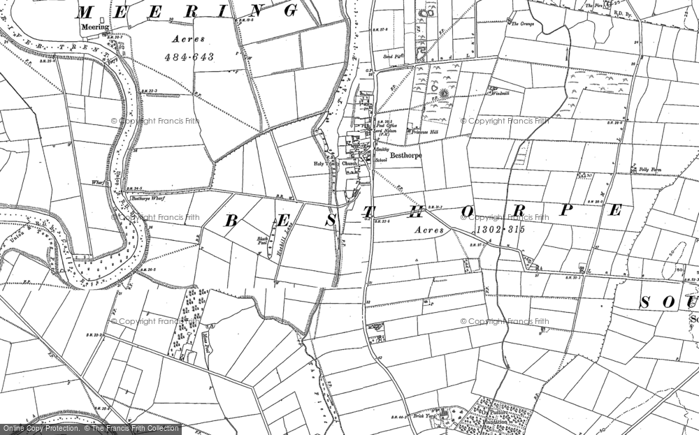 Old Map of Besthorpe, 1884 - 1899 in 1884