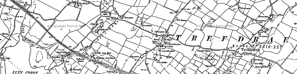 Old map of Bodwrdin in 1888