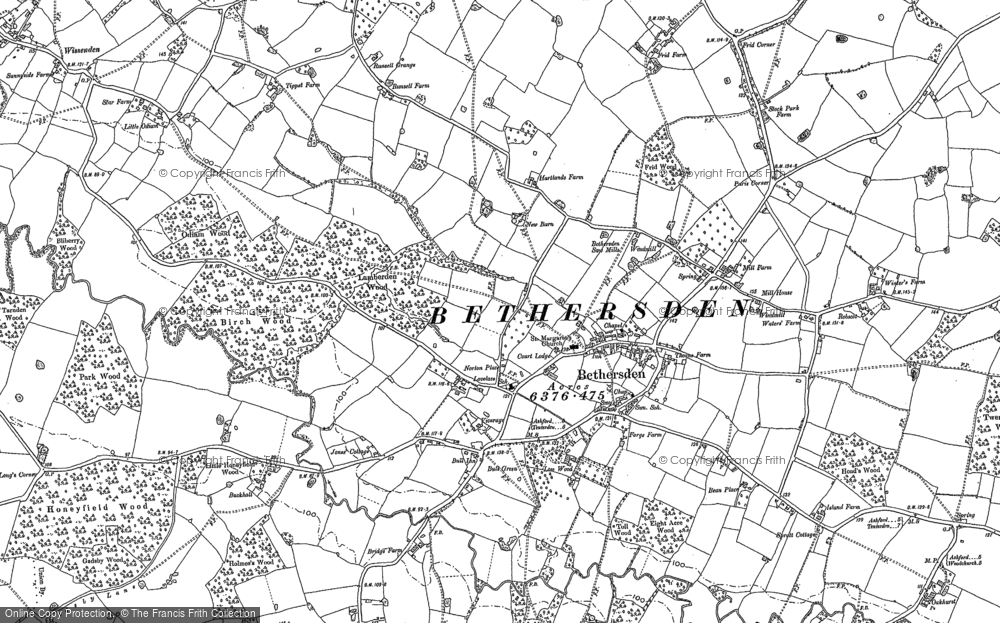 Old Map of Bethersden, 1896 in 1896