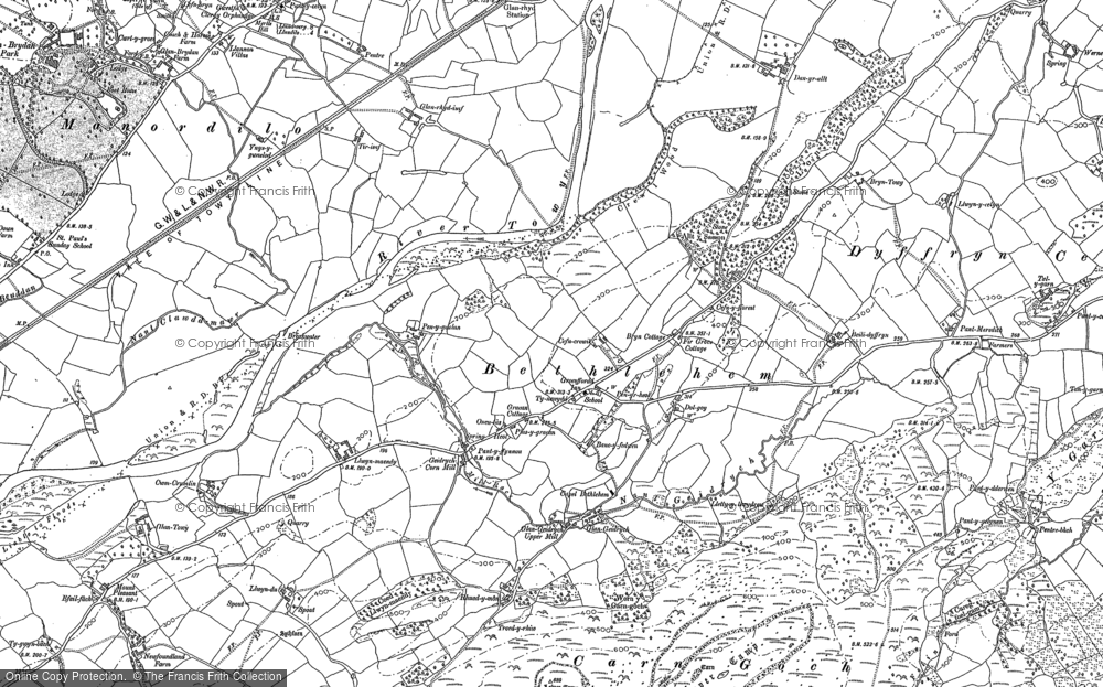 Old Map of Historic Map covering Y Gaer Fawr in 1885