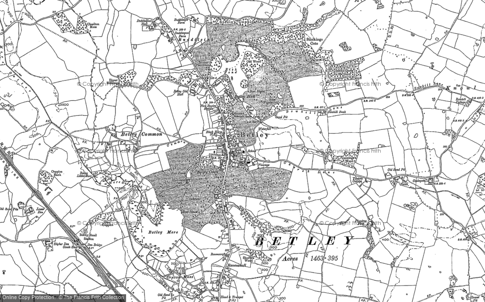 Old Map of Betley, 1908 in 1908