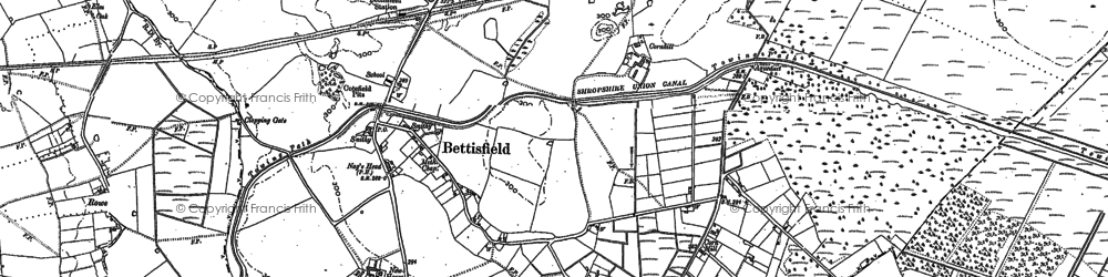 Old map of Bettisfield in 1874