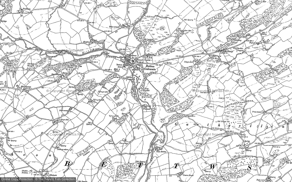 Old Map of Bettws Cedewain, 1884 in 1884