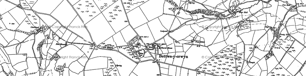 Old map of Llanllwyd in 1887