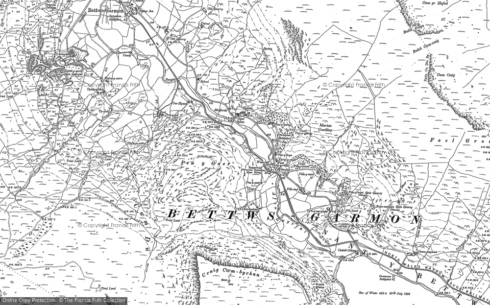 Old Map of Historic Map covering Pentre Bach in 1887