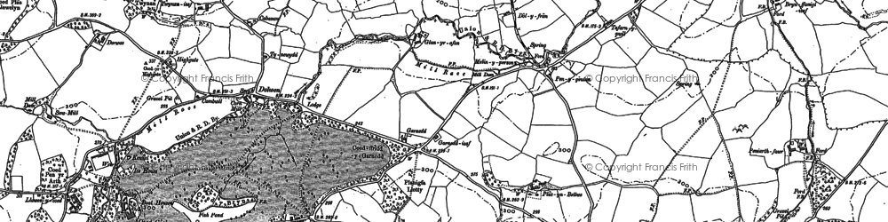 Old map of Brynffanigl Isaf in 1898