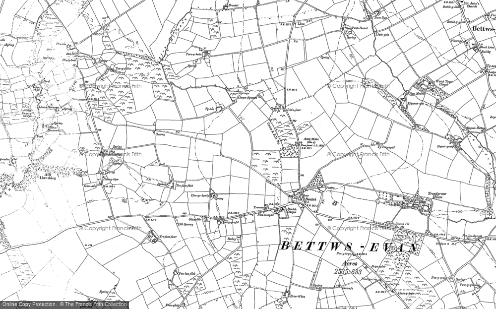 Old Map of Historic Map covering Bronwion in 1887