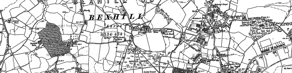 Old map of Bexhill in 1908