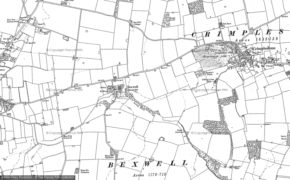 Old Map of Bexwell, 1884 - 1886 in 1884