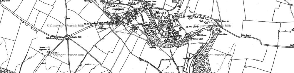 Old map of Bibury in 1881