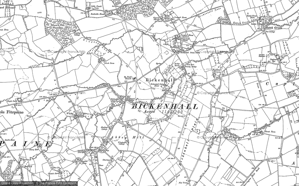 Old Map of Historic Map covering Barrington Hill in 1886