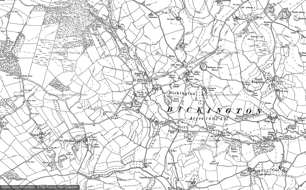 Old Map of Bickington, 1885 - 1887 in 1885