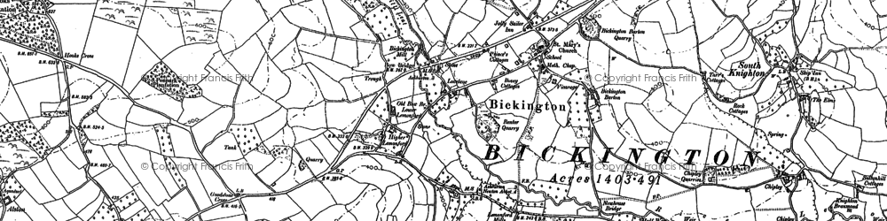 Old map of Bickington in 1885
