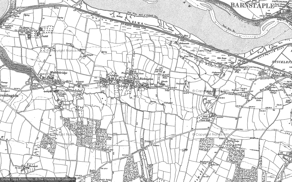 Old Map of Historic Map covering Penhill in 1886