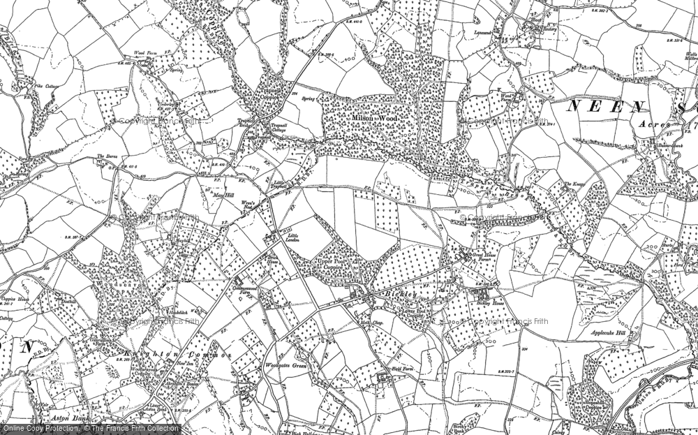 Old Map of Historic Map covering Knighton on Teme in 1883