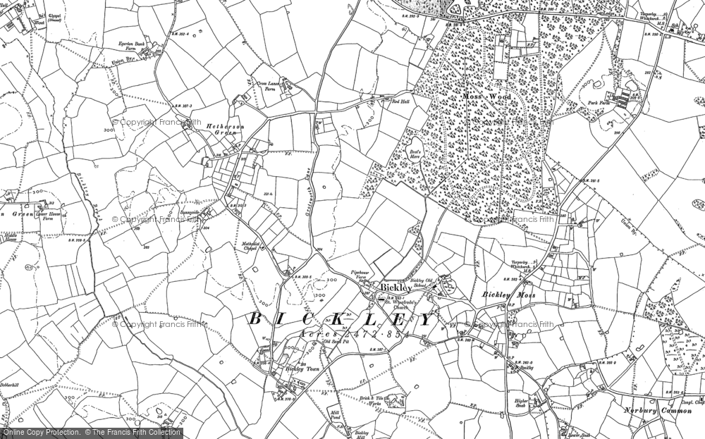 Old Map of Historic Map covering Bickley Brook in 1897