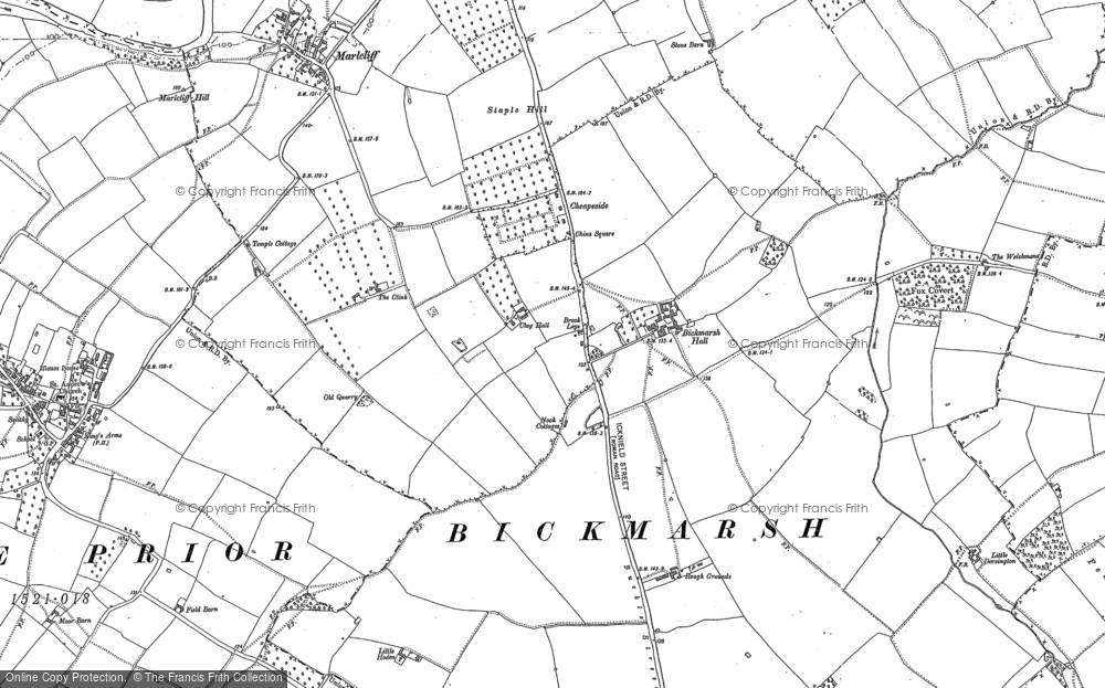 Old Map of Historic Map covering Bickmarsh Hall in 1883