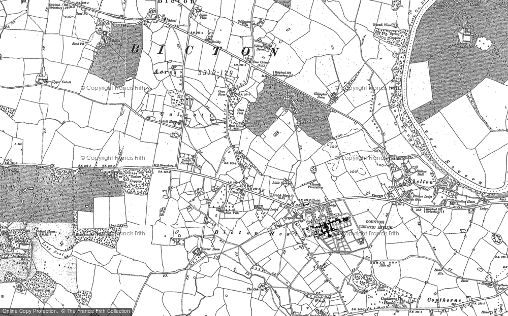 Old Map of Bicton Heath, 1881 in 1881