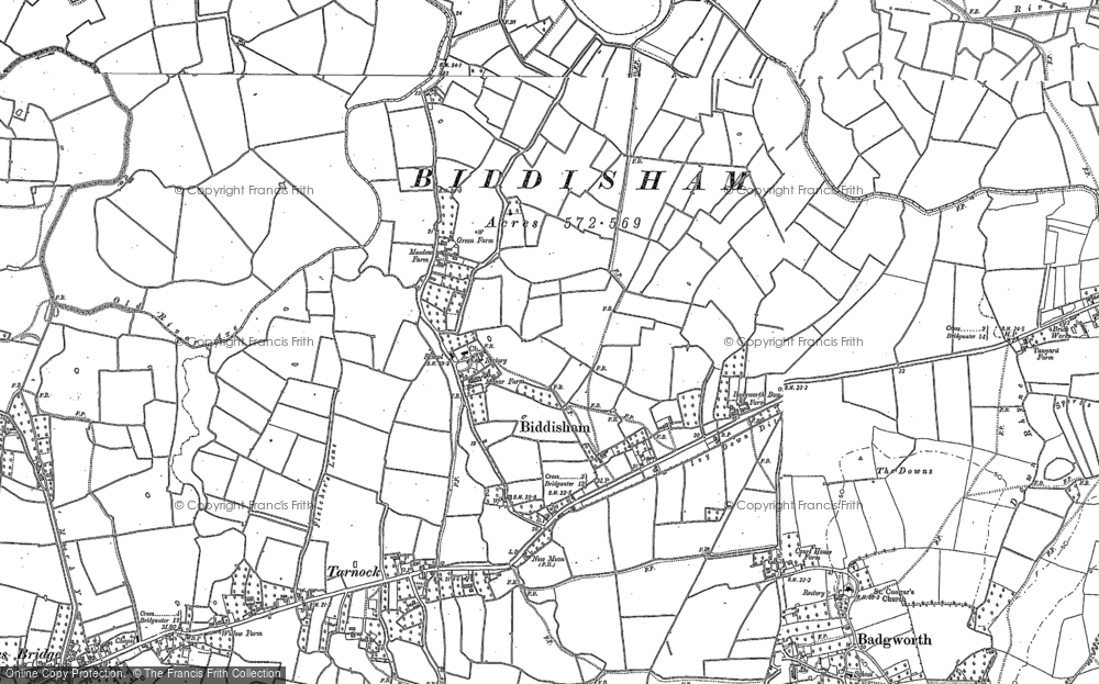 Old Map of Biddisham, 1884 in 1884